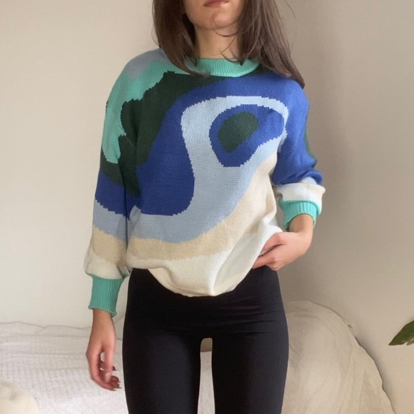 Retro blue sweater - Picture 2 of 4